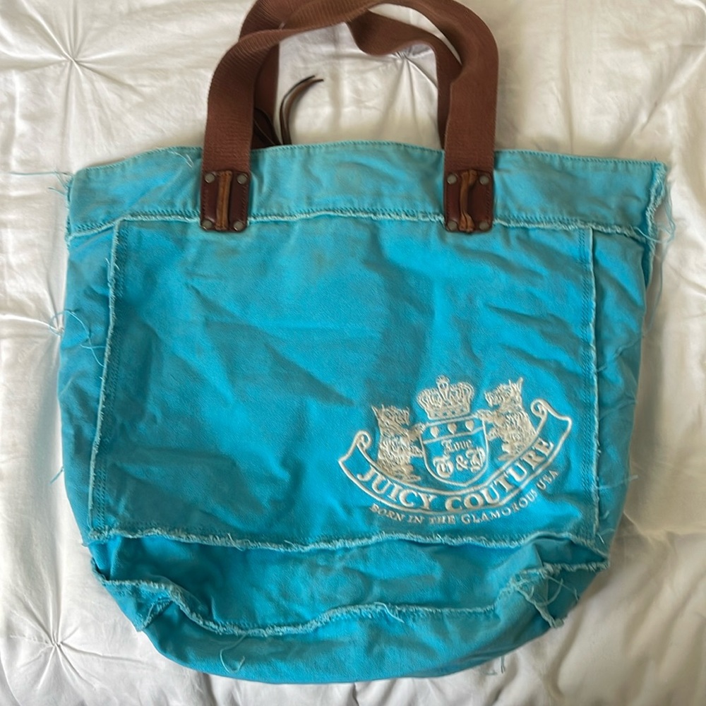 Large blue and brown Juicy Couture tote